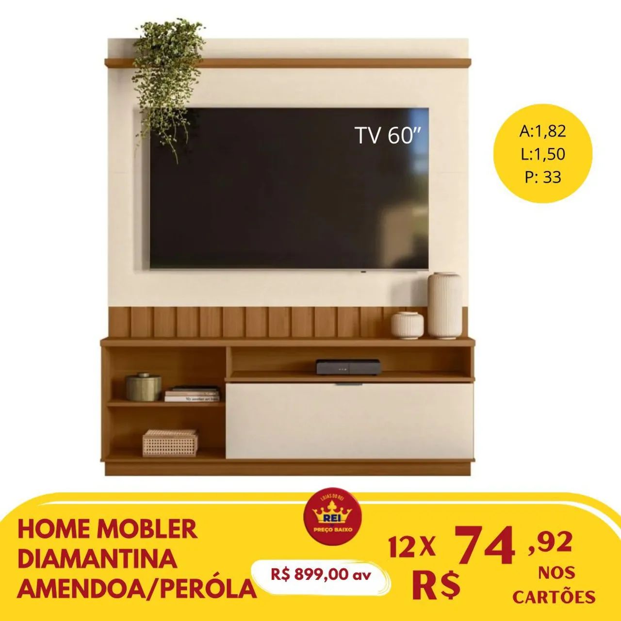 PROMOÇÃO URGENTE - Home Painel + Rack para Tvs com até 60 POLEGADAS apenas 12x R$74,92 - Foto 2