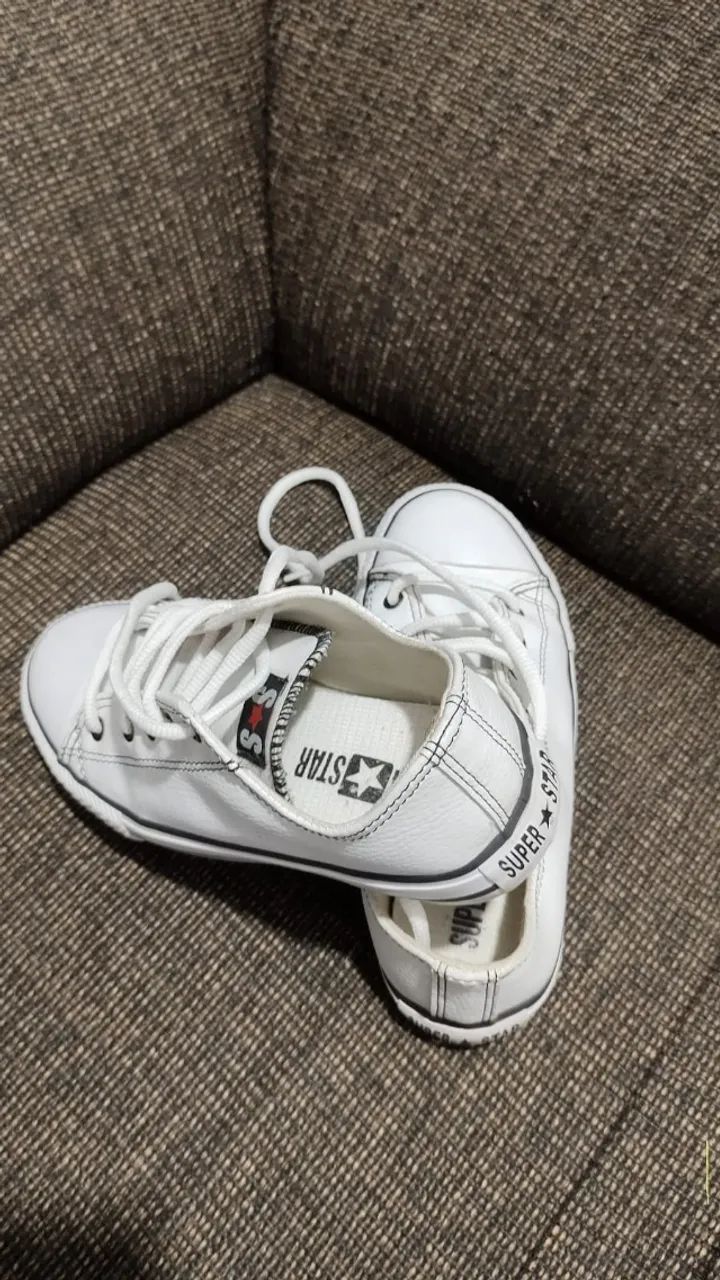 All Star Branco Couro Tam 33 - Foto 3