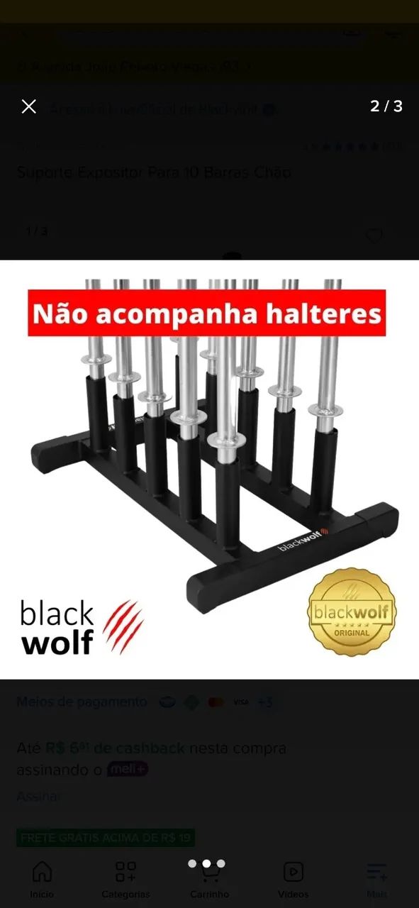 Suporte expositor 10 barras chão Black Wolf - Foto 3