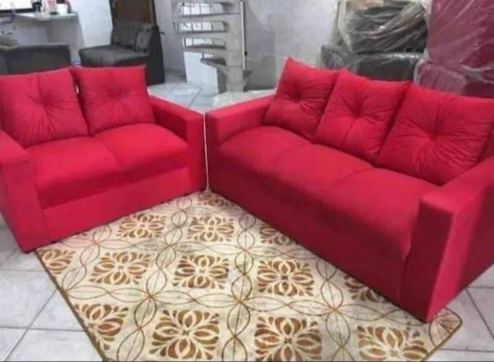 Conjunto sofá 2 e 3 lugares + puf grande várias cores / pague na entrega  - Foto 2