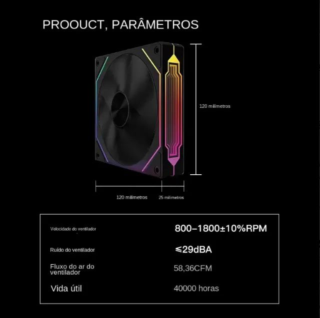 Kit 3 Ventoinha ARGB PRISM 4 RS de 12cm com 4 Pinos Forward - Foto 3