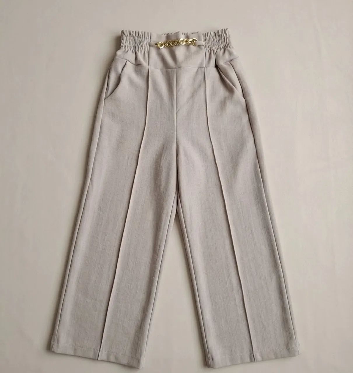 Calça pantalona bege M