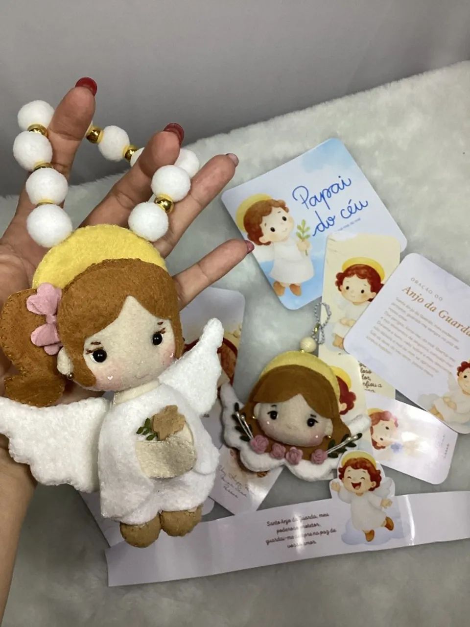 Mini Terço de Anjinha em Feltro - Personalizado - Foto 4