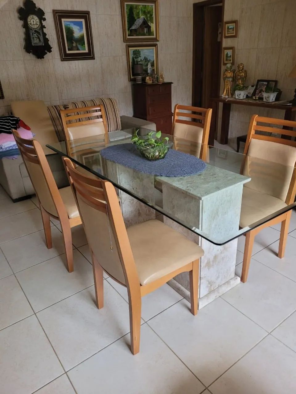 Conjunto Mesa de Jantar Granito e Vidro com 6 Cadeiras - Foto 2