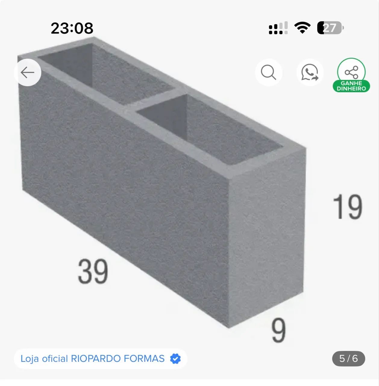 Fôrma para fabricação de bloco de concreto 9cm