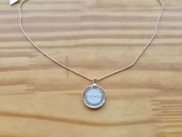 Colar Original Guess. Logo E Strass. Rosê Gold. Novo!