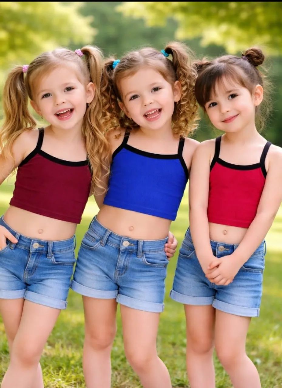 KIT COM 3 CROPPEDS ALCINHA INFANTIL - Foto 2