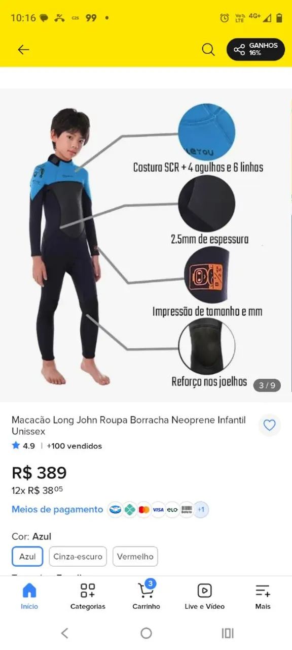 Macacão Neoprene Infantil  - Foto 3