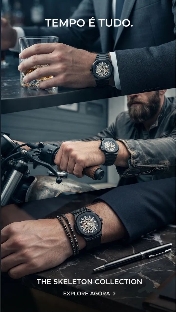 Relógio Automático Skeleton (Novo) All Black - Foto 4