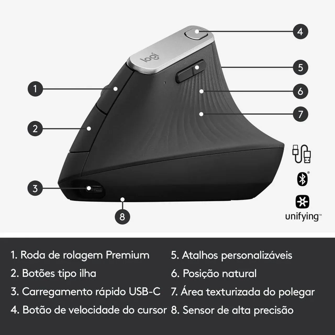 Kit ergonômico Mouse Vertical + Teclado logitech - Foto 4