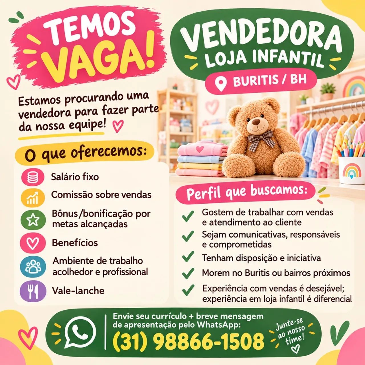 Vaga para vendedora