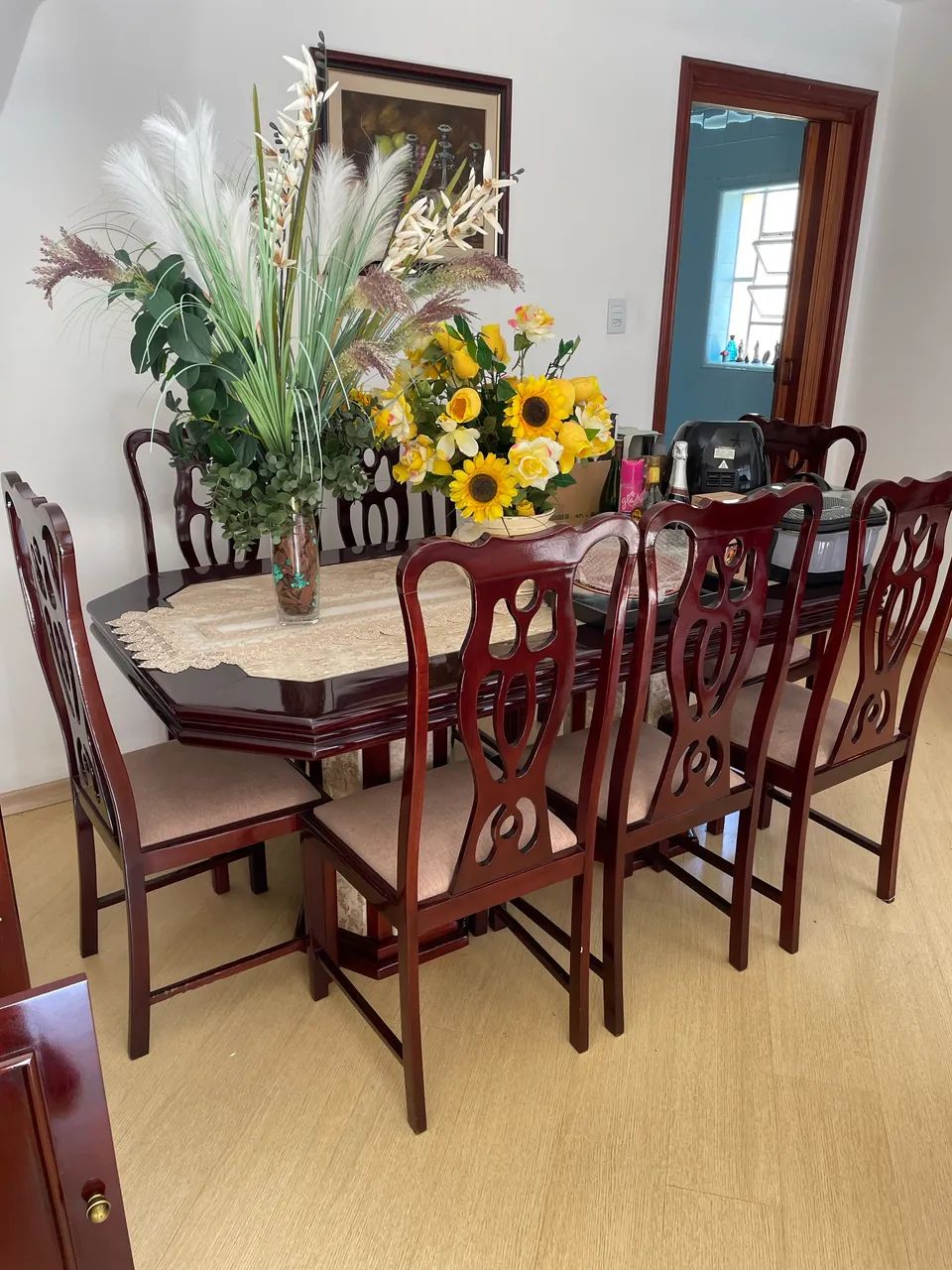 Conjunto Jantar em Mogno com Travertino