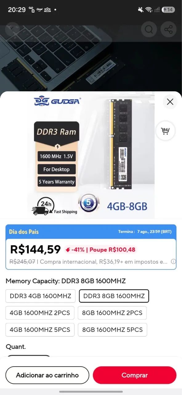 Memória RAM ddr3 1600mhz  - Foto 3