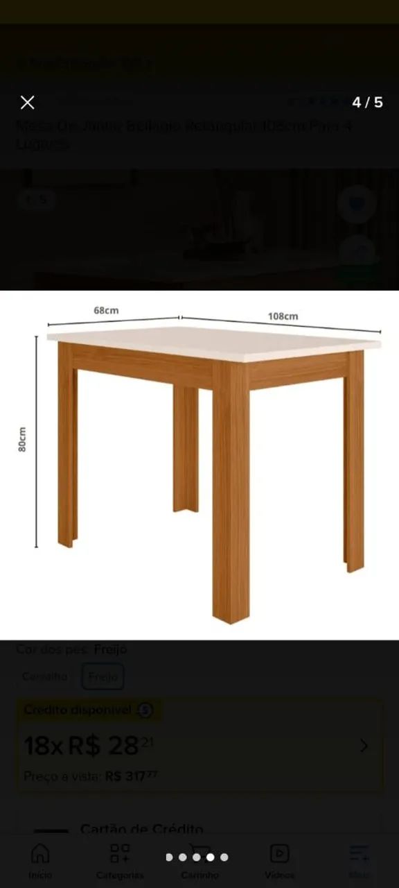 Mesa de madeira off/white
