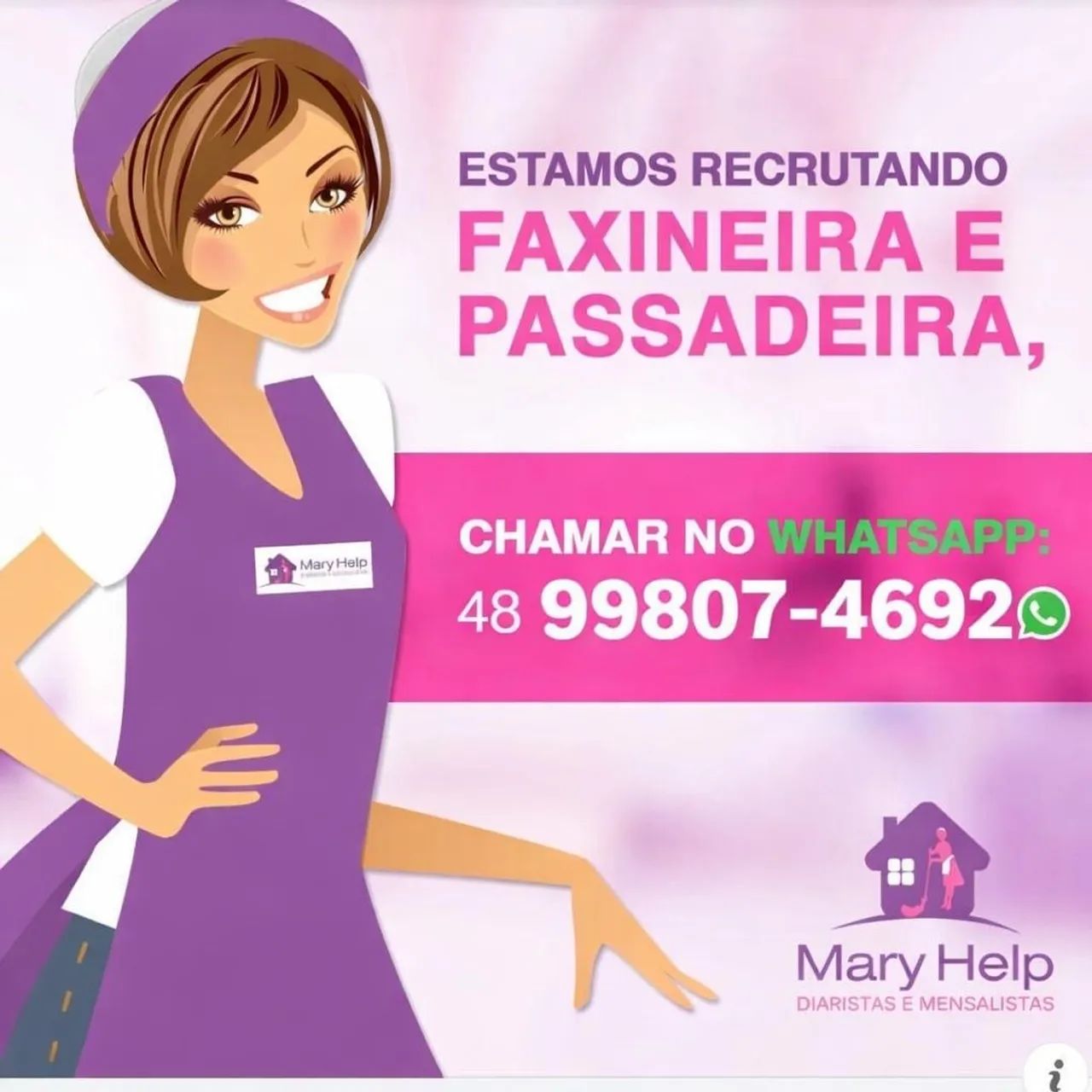Florianópolis - Faxineiras, Cozinheiras e Passadeiras