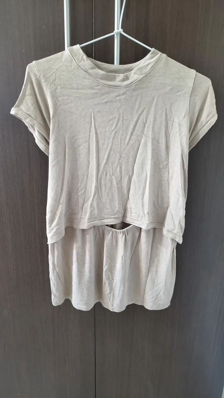 Blusa de amamentação tamanho G bege 