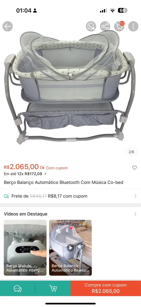 Berço Balanço Automático Bluetooth Com Música Co-bed - Foto 6