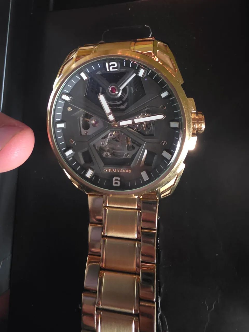 Relogio masculino chilibeans dourado automático