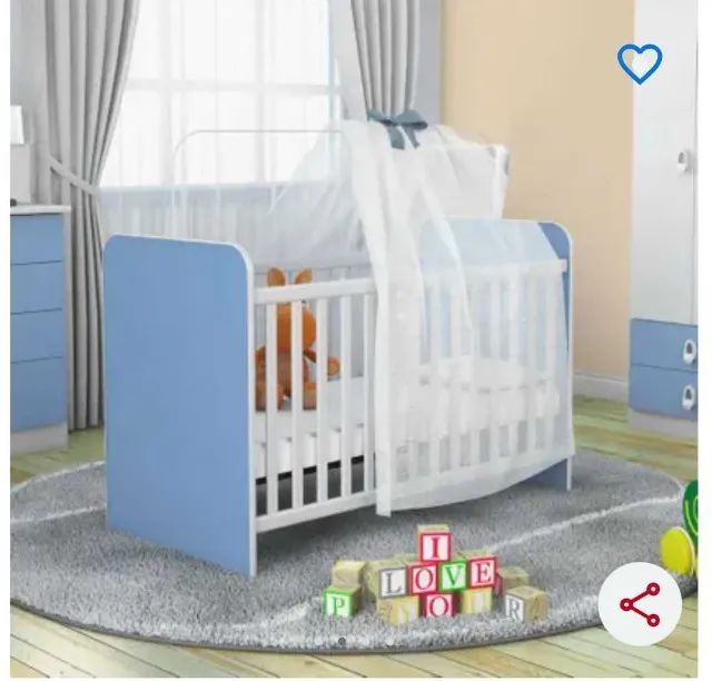 Berço azul com rodinhas grande - Foto 2