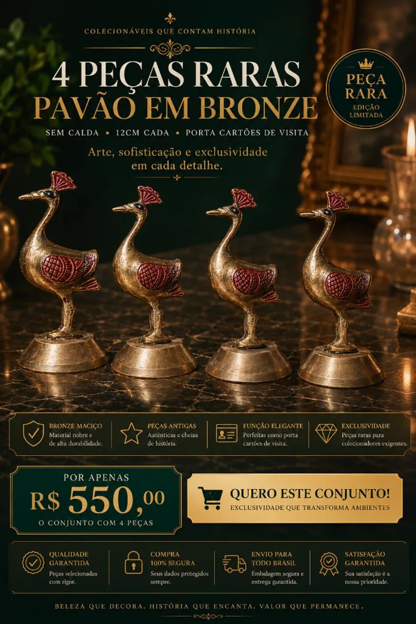 4 pavão em bronze sem calda - Foto 2