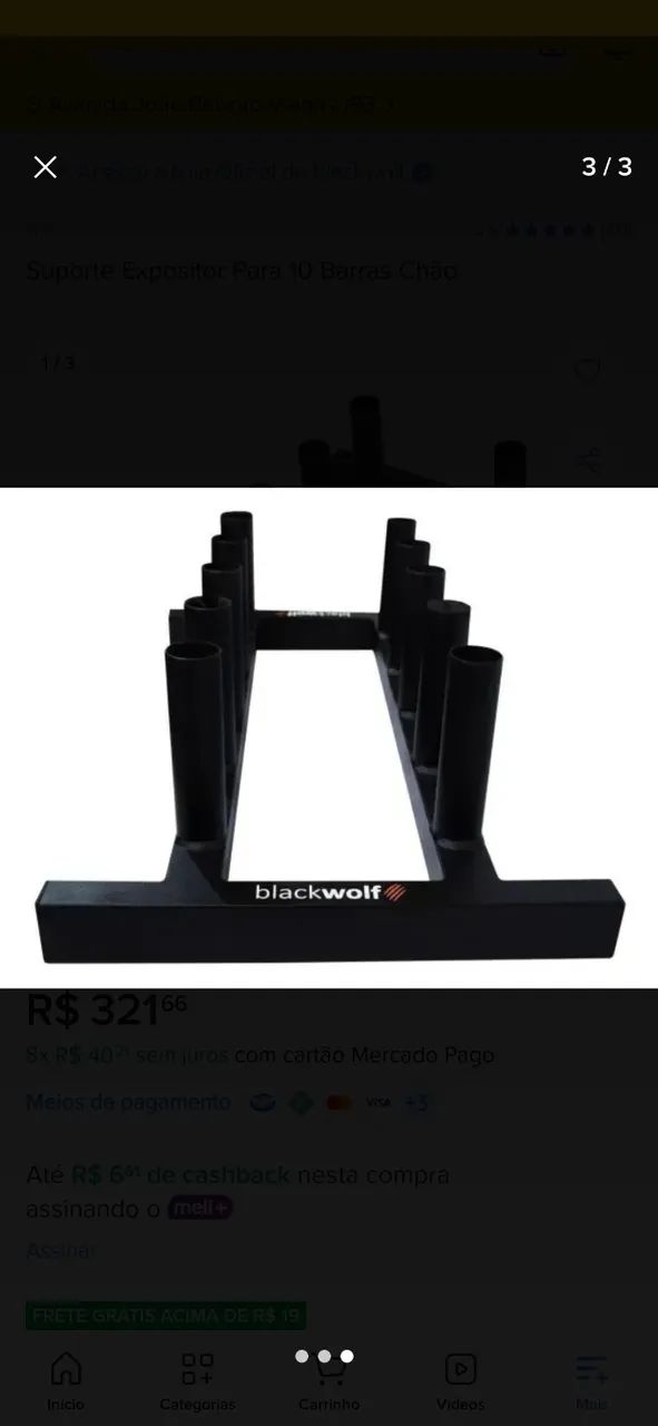 Suporte expositor 10 barras chão Black Wolf