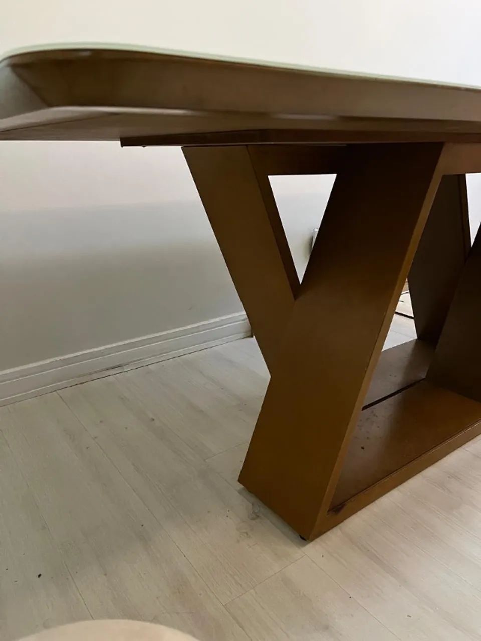 Mesa de jantar retangular 2,0 x 1,0 em madeira maciça - Vidro trincado - Foto 3