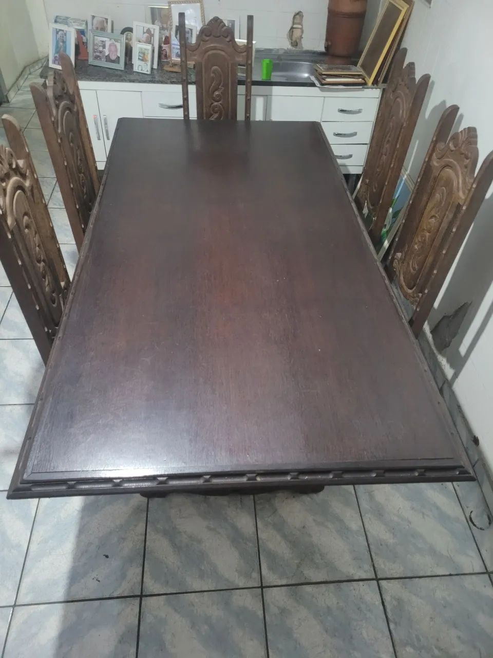 Mesa  jantar colonial + 5 cadeiras 