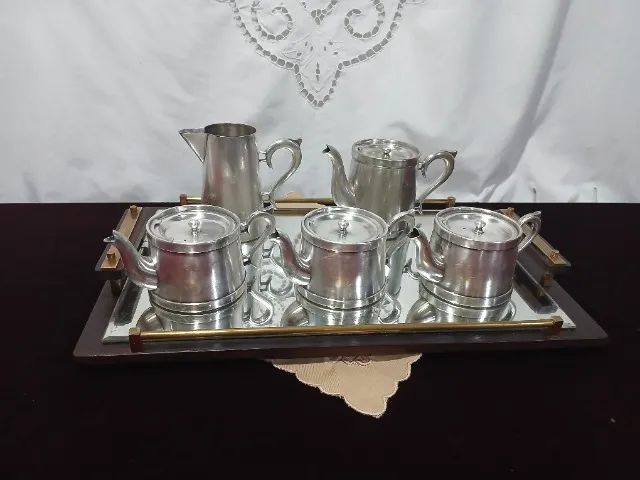 Antigo Jogo De Cafe Magna Prata E Bandeja Espelhada - Foto 5