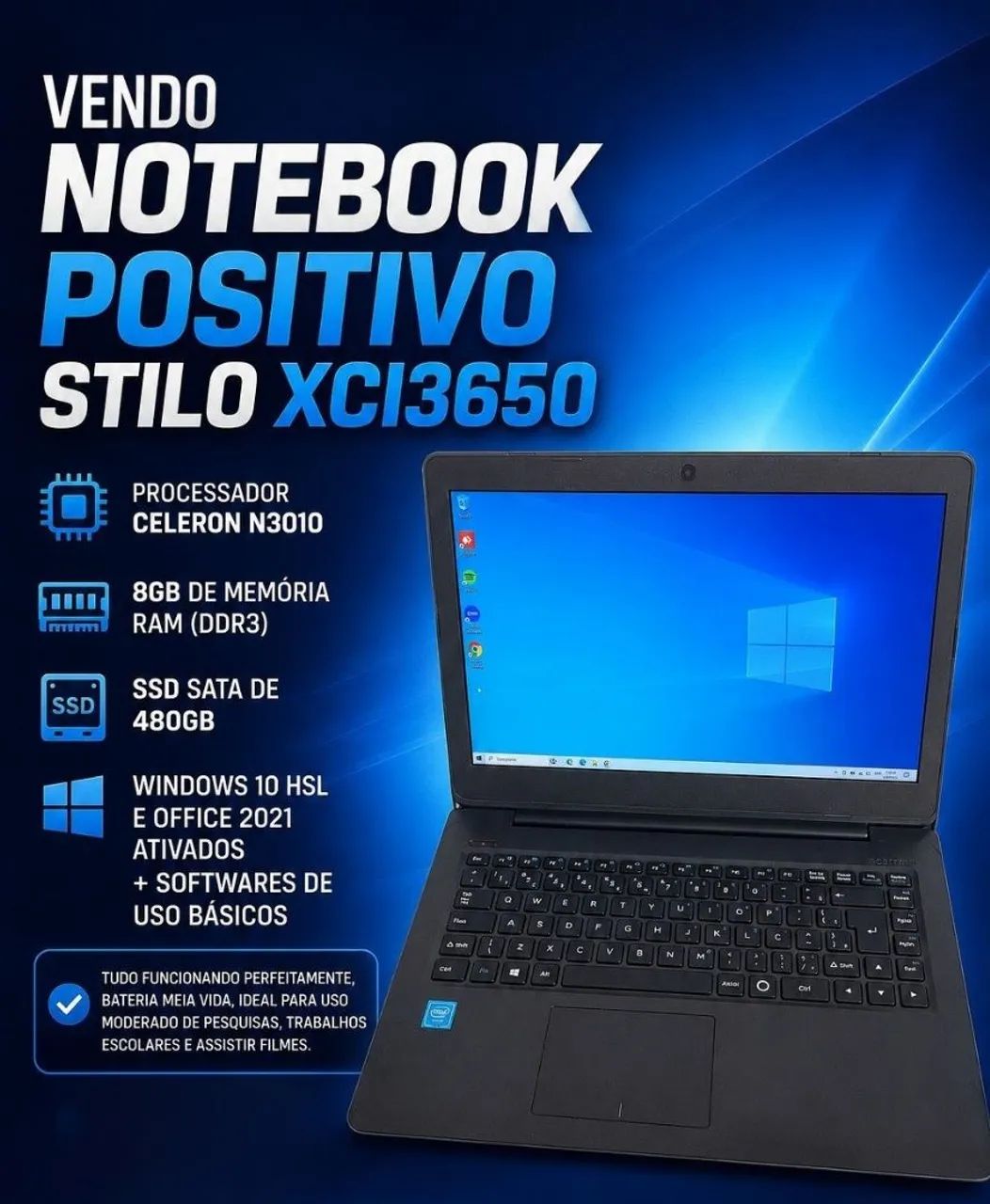 Notebook Top - Uso básico trabalho e estudo