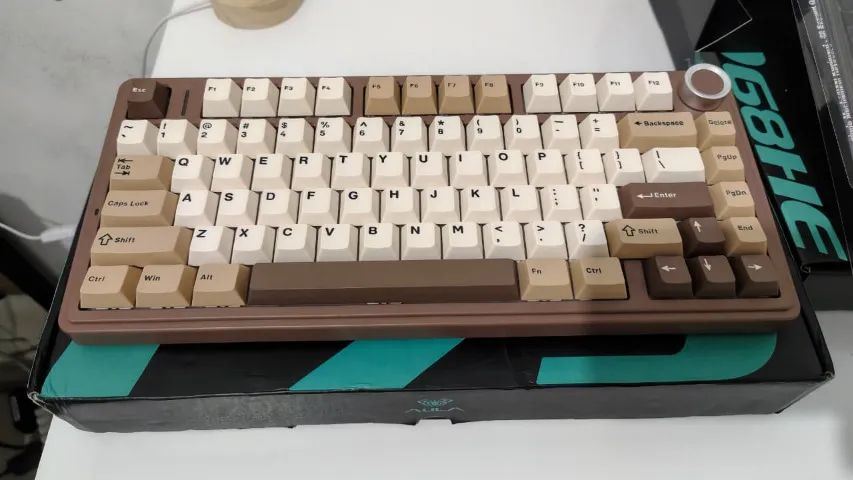 Teclado Mecânico Aula F75 White-Brown - Foto 2