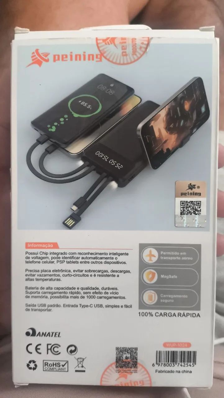 ? Power Bank Peining WUP-1024 - 10.000mAh de /150$ por /120$ aceito cartão. - Foto 2