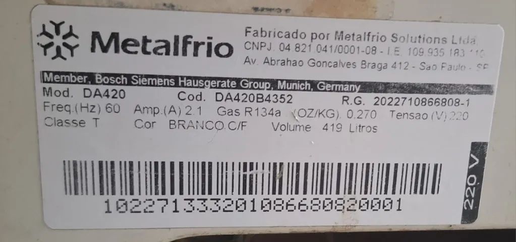 Freezer Horizontal - 2 tampas 419 litros 220V Marca: Metalfrio