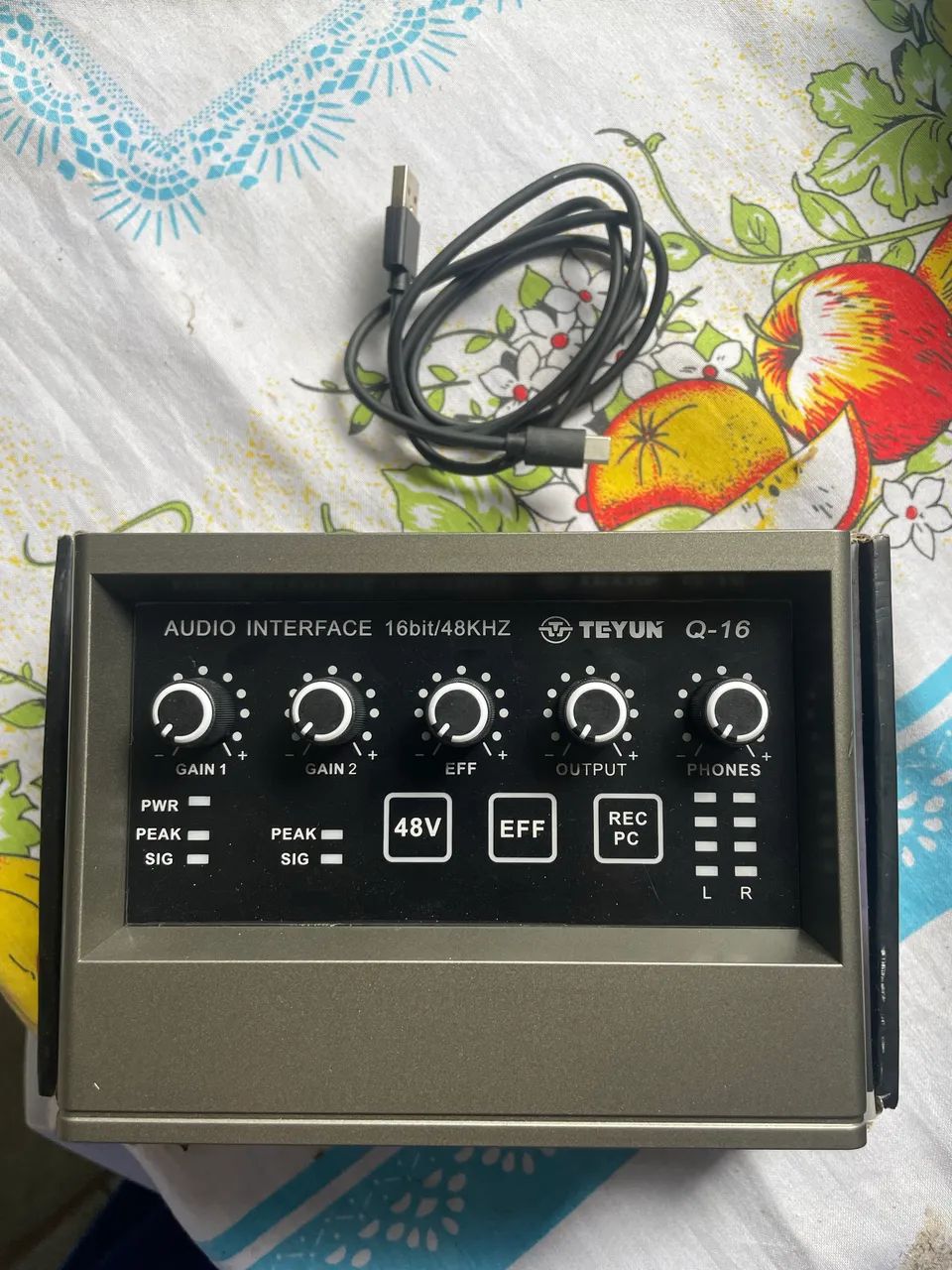 Q-16 Interface de audio,placa de som profissional de canal USB 2.0 DC 5V