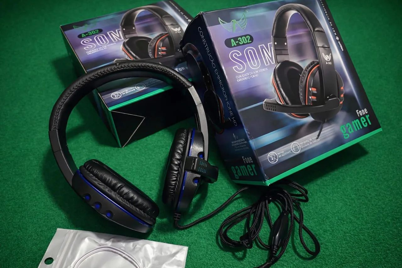 Headset Gamer A-302 com Microfone | Som Estéreo | P2 | Cabo Reforçado