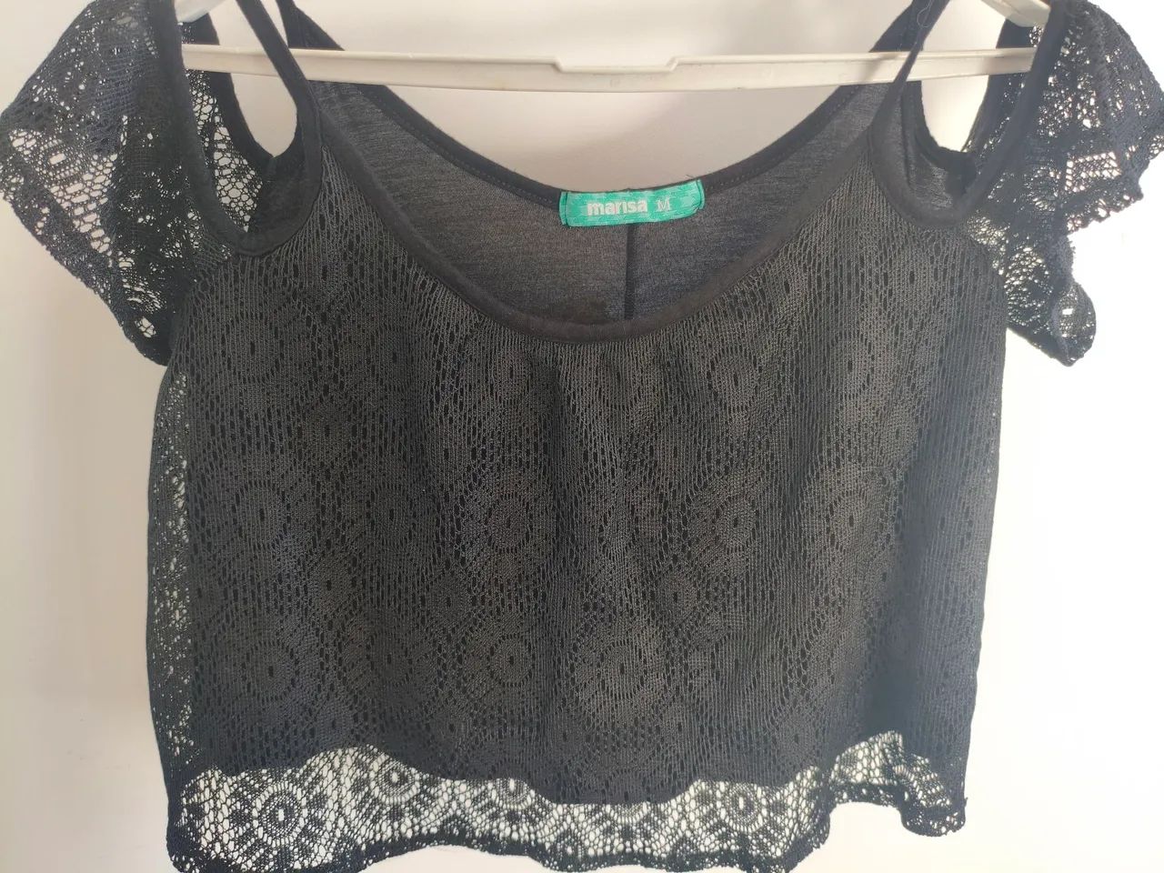 Cropped Marisa com renda preta tamanho M - Foto 2
