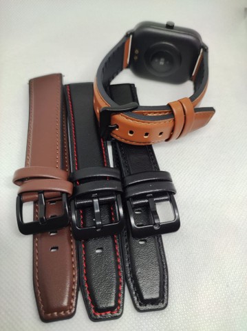 Pulseira Emborrachado Estilo Couro 20mm para Smartwatch - Foto 3