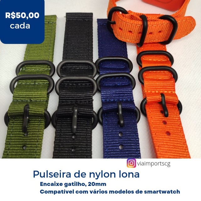 Pulseira Nylon Lona para Smartwatch 20mm - Foto 5