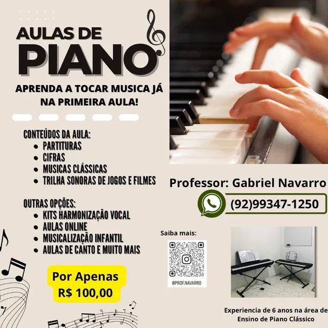 Aulas de Piano Infantil  Quer aprender a tocar piano? Ou ainda