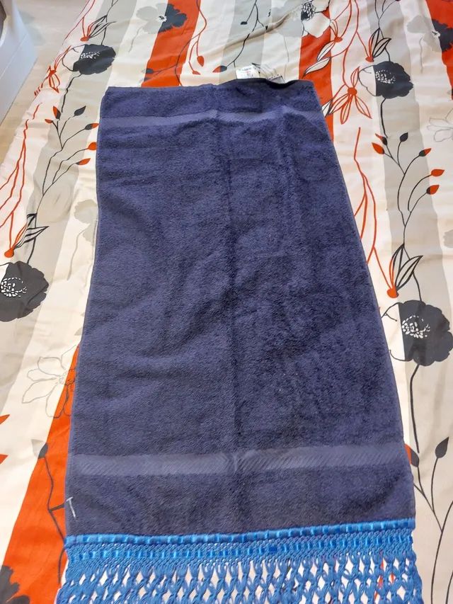 Toalha com macramê azul marinho  - Foto 4