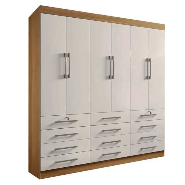 Roupeiro Casal 100%MDF  6 Portas 12 Gavetas Cinamomo rf55