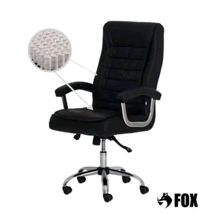 Cadeira de Escritório Giratória com Rodinhas - Couro Preto - Foto 5