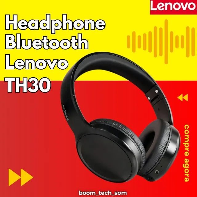 Fone Sem Fio Lenovo TH30 ThinkPlus Bluetooth | Garantia | Leve e Dobrável | Pronta Entrega