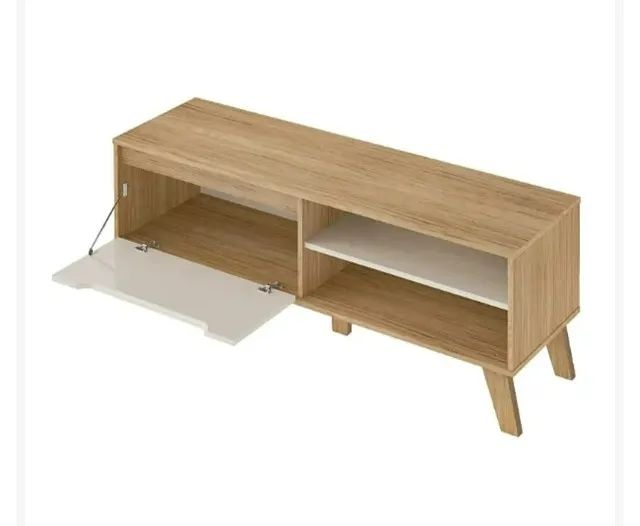 Rack lotus até 60 polegadas na cor carvalho off white gett móveis - Foto 2
