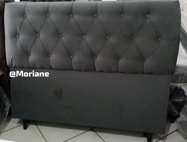 Cabeceira casal em suede grátis 2 puffs - Foto 4