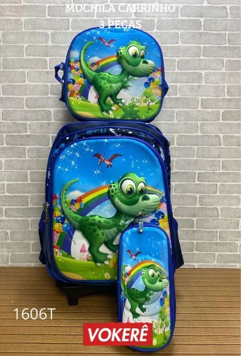 LANÇAMENTO Kit mochila Carrinho lancheira e estojo  - Foto 3