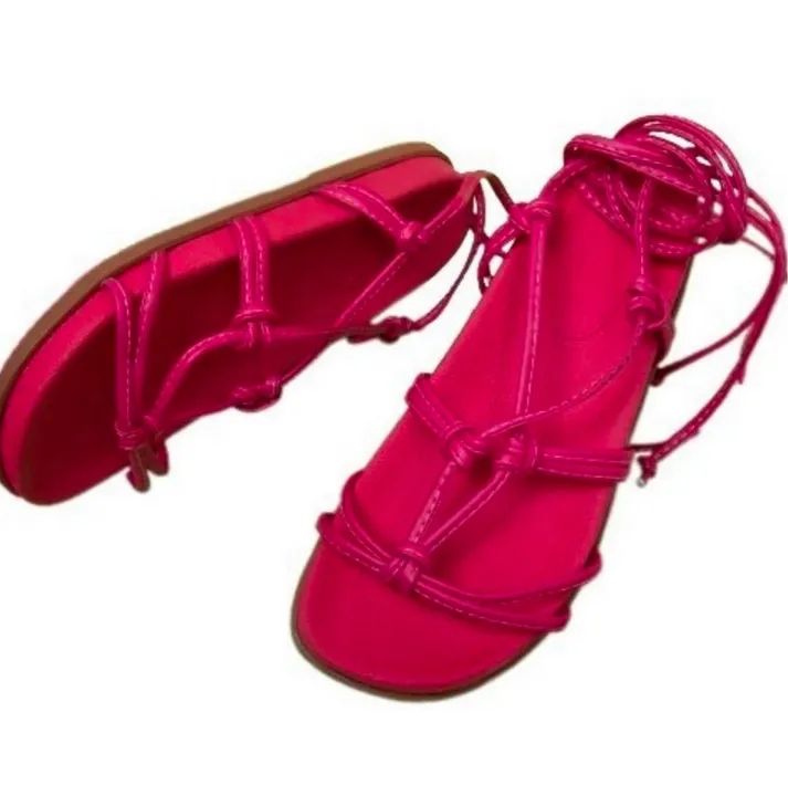 Sandálias Rasteirinhas Amarradas Rosa - Foto 2