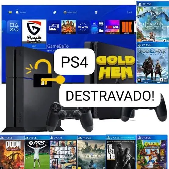 PS4 Destravado com Jogos + GOLD HEN