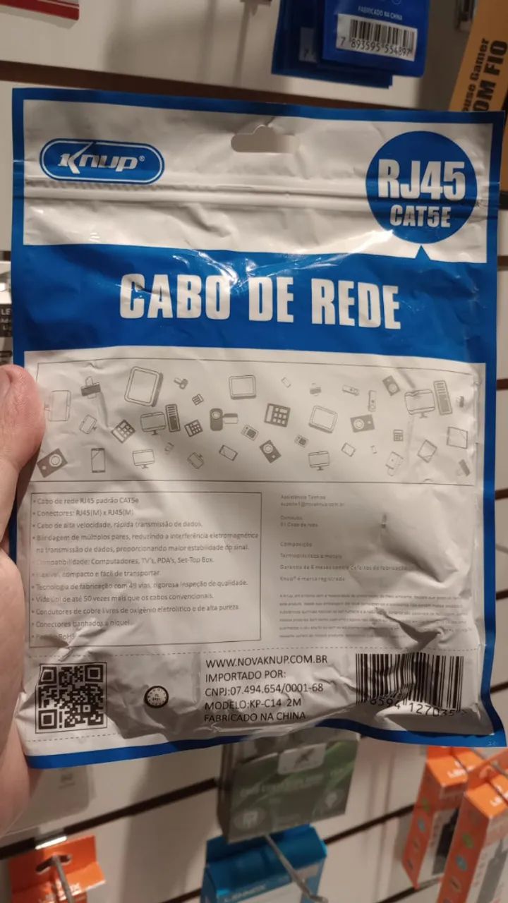 cabo de rede 2 metros Rj45 Cat5 - Foto 3