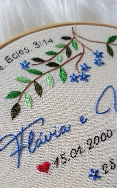 Porta Alianças Bordado a Mão Personalizado Casamento  - Foto 4