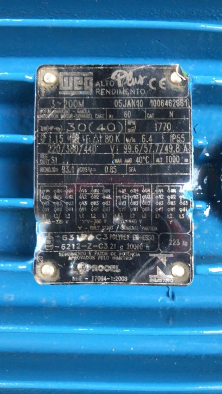 Motor elétrico Recondicionado Weg 40cv 1700-Rpm.  - Foto 4
